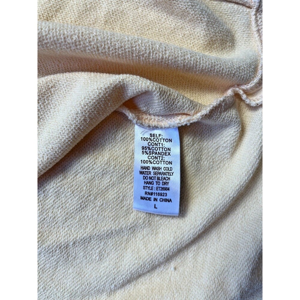 EASEL Size L Oversized Mineral Washed BOHO Heart Patch Top 100% Cotton - PEACH - Picture 6 of 10